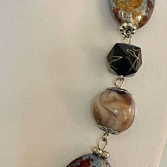 34” Mixed Media Long Beaded Necklace Womens Casual Boho Vintage Jewelry - Picture 4 of 5